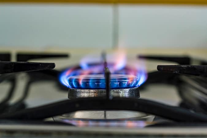 Image of a gas stove top's flame