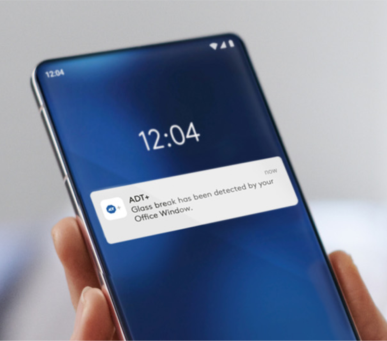 A glass break alert phone notification from ADT+ app