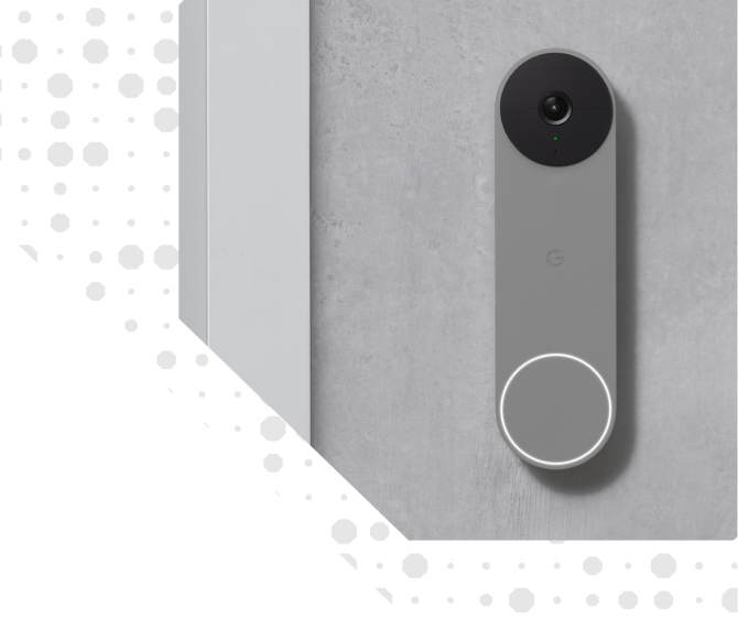 Grey Google Nest Doorbell on a door