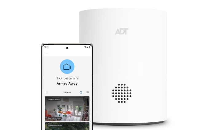 ADT Hub and the ADT Plus App on a phone