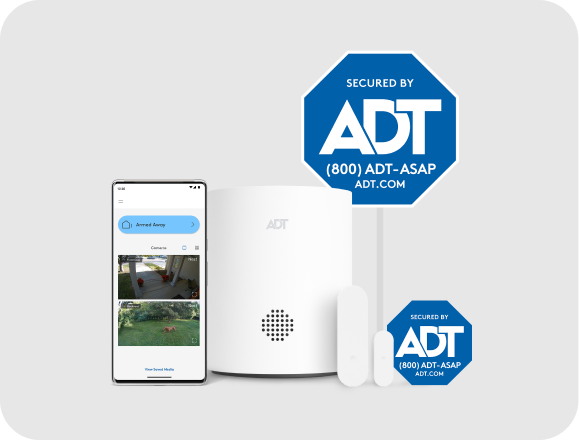 ADT package with phone, hub, yard sign, and more