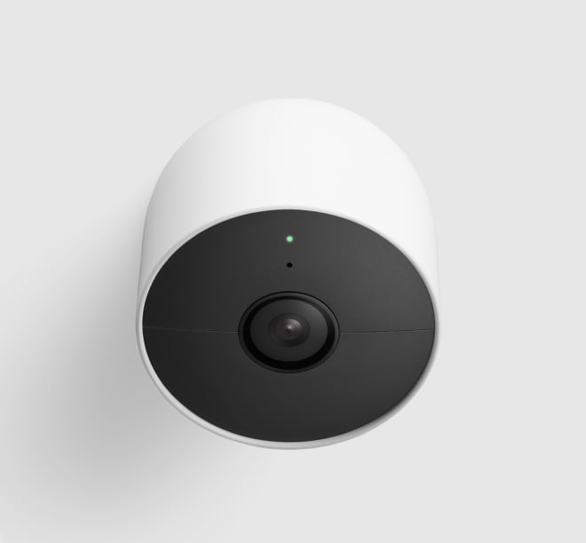 Nest Cam (outdoor or indoor, battery) on a grey background