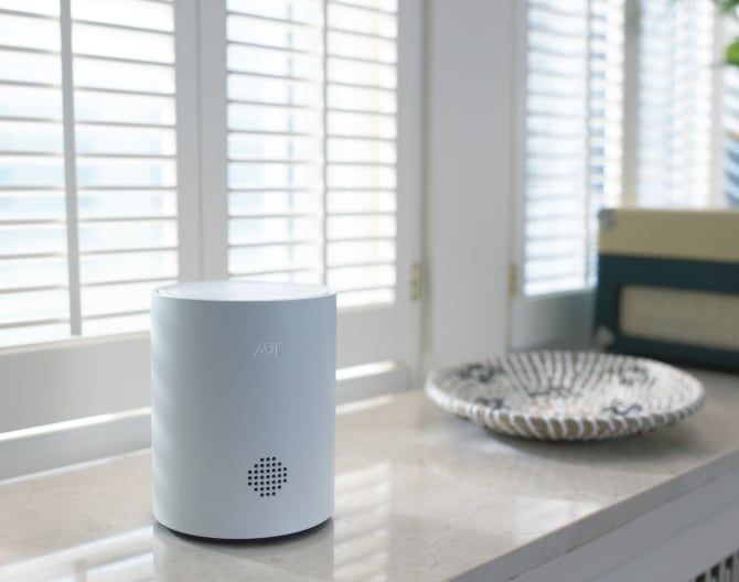 ADT Base on the shelf under a window ADT Base on the shelf under a window