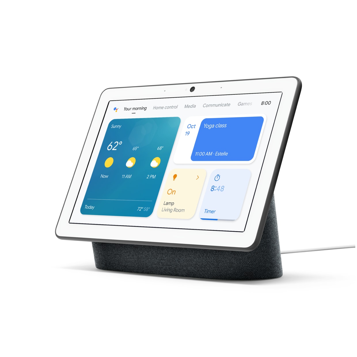 Vista lateral de Google Nest Hub Max