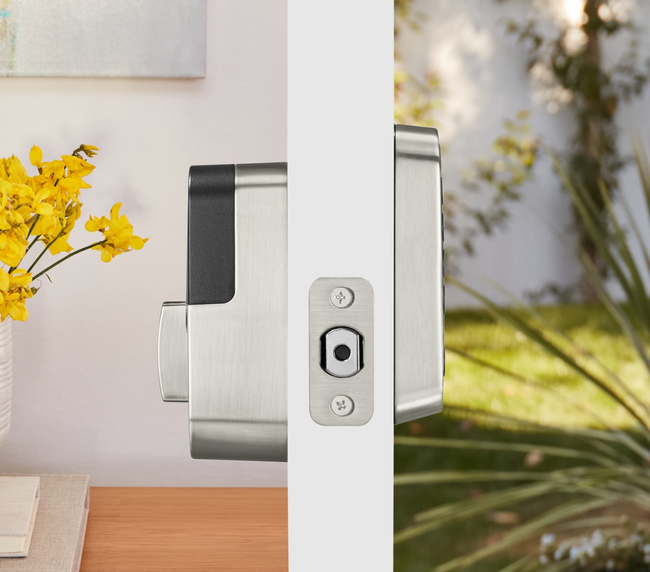 Sideview of the ADT Yale Smart Lock on a door