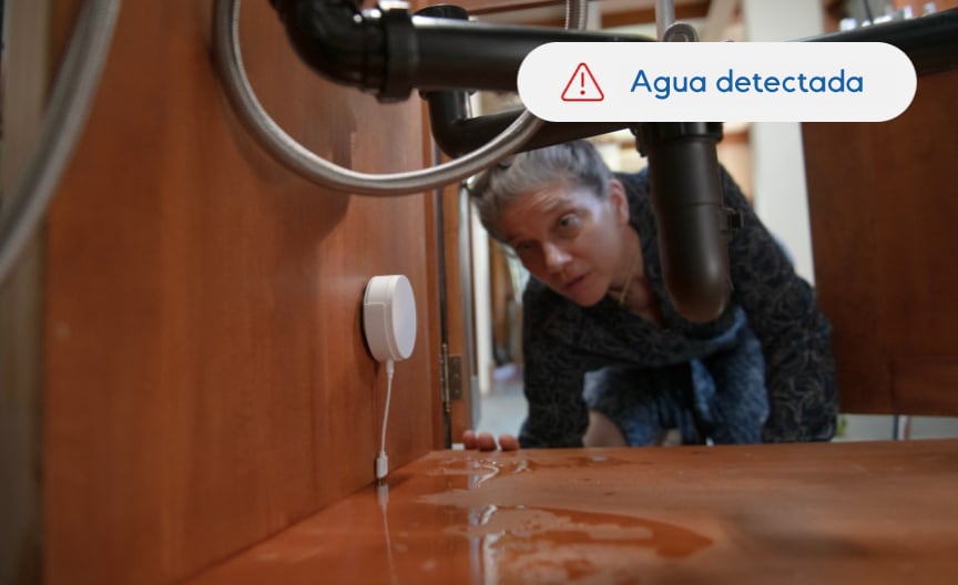 Vecino revisando el sensor de agua en la casa de alguien.