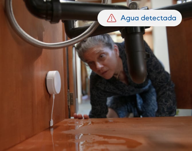 Vecino revisando el sensor de agua en la casa de alguien.